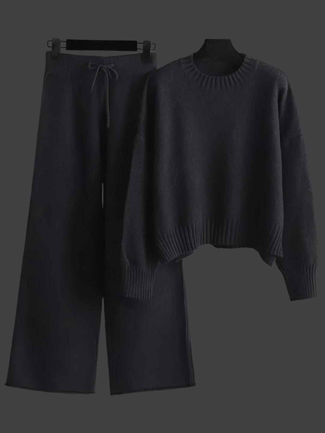 Ensemble Maille Pull Pantalon Large Confort Chaleur Chic Décontracté
