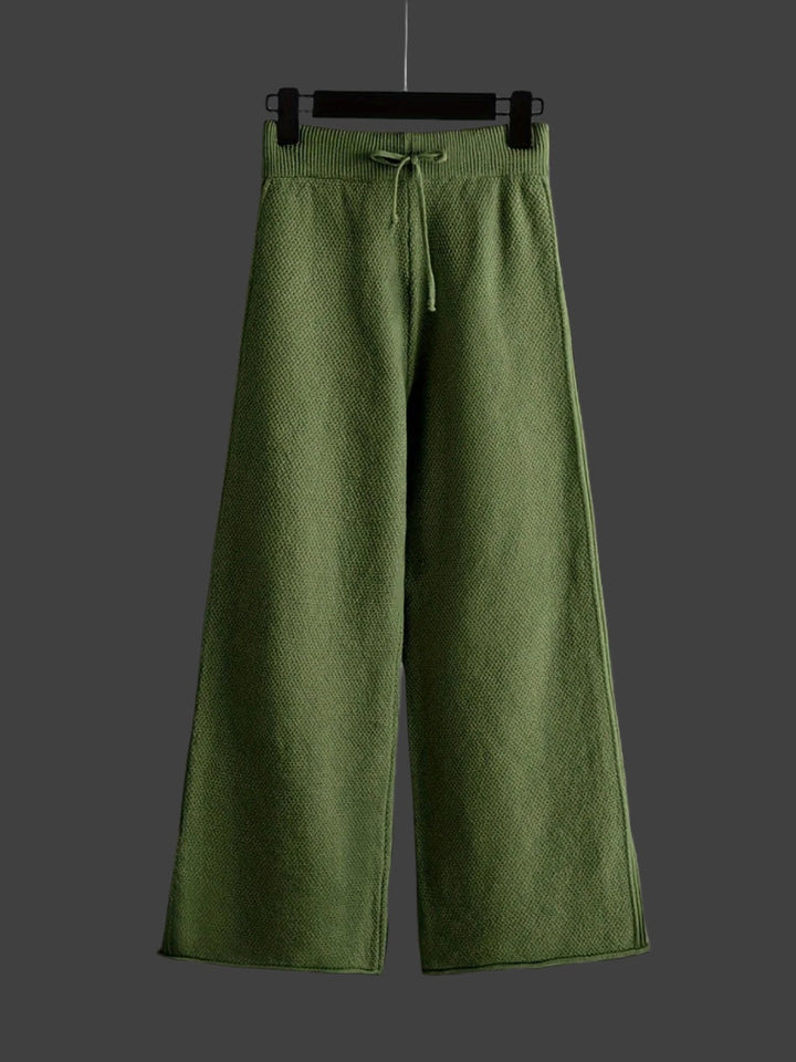 Ensemble Maille Pull Pantalon Large Confort Chaleur Chic Décontracté