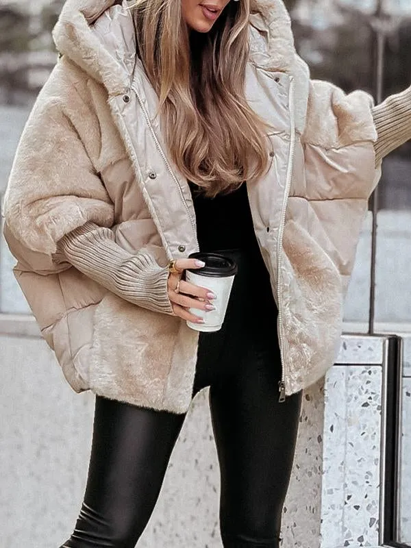 Doudoune Oversize Fausse Fourrure Chaude Élégante Hiver Tendance