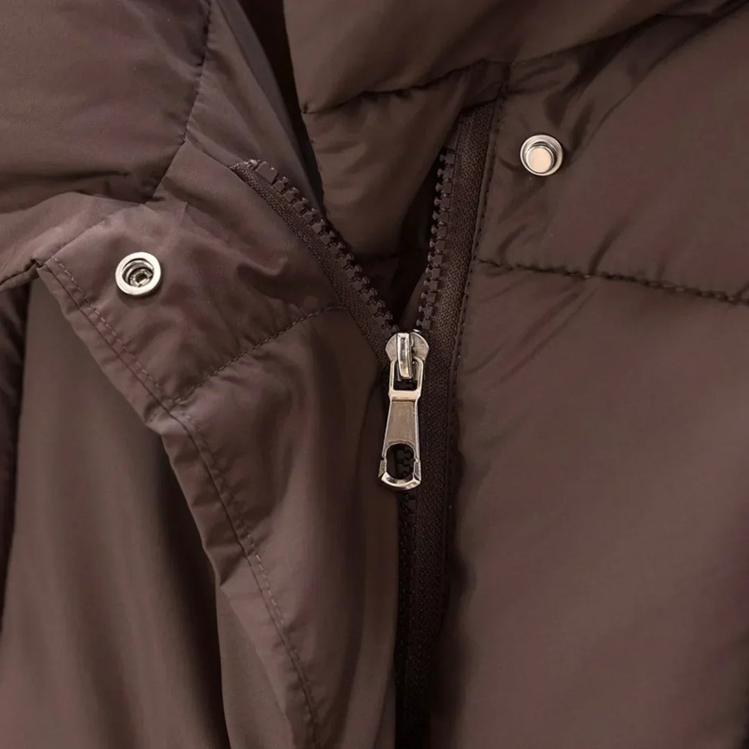Doudoune Hiver Ceinturée Femme : Col Haut, Chaude & Élégante