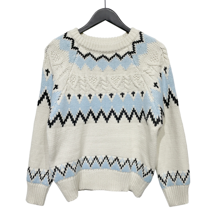 Pull Maille Hiver Motif Géométrique Chaleureux Confortable Tendance