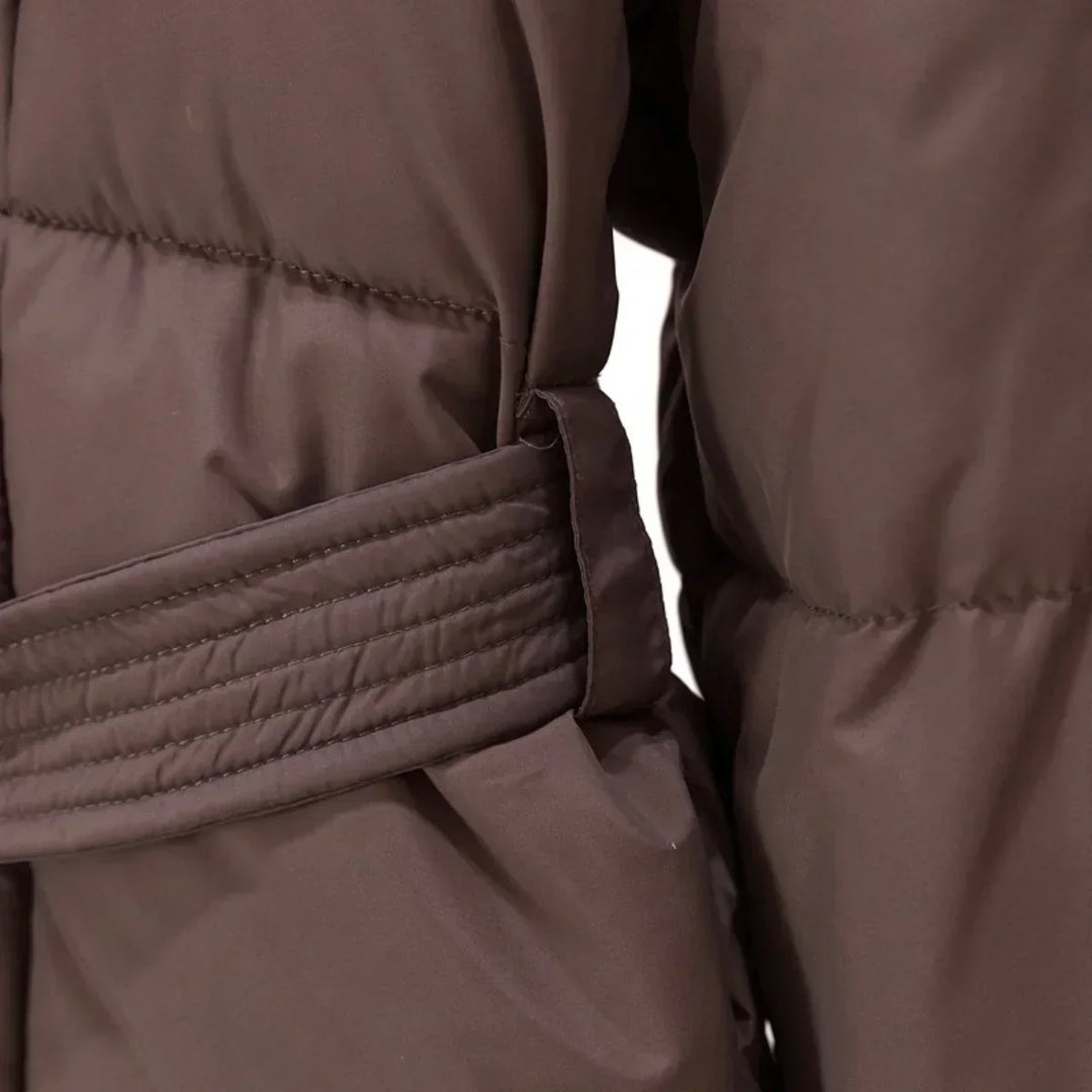Doudoune Hiver Ceinturée Femme : Col Haut, Chaude & Élégante
