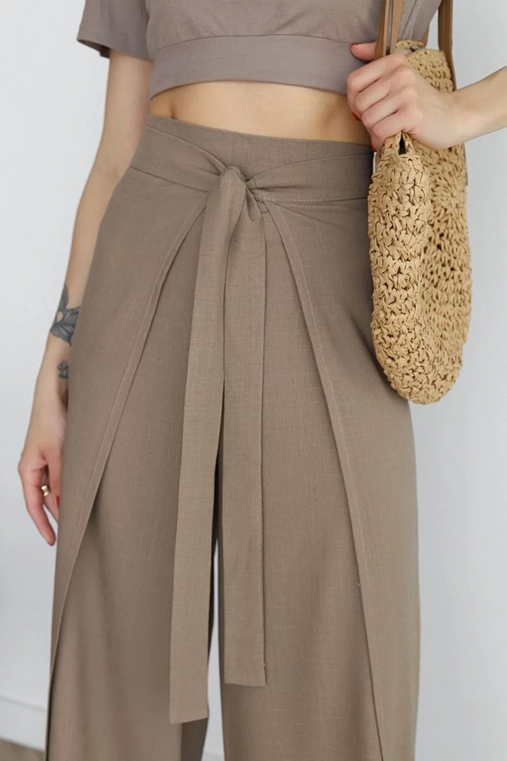 Pantalon Large Taille Haute Femme Élégant Confortable Moderne