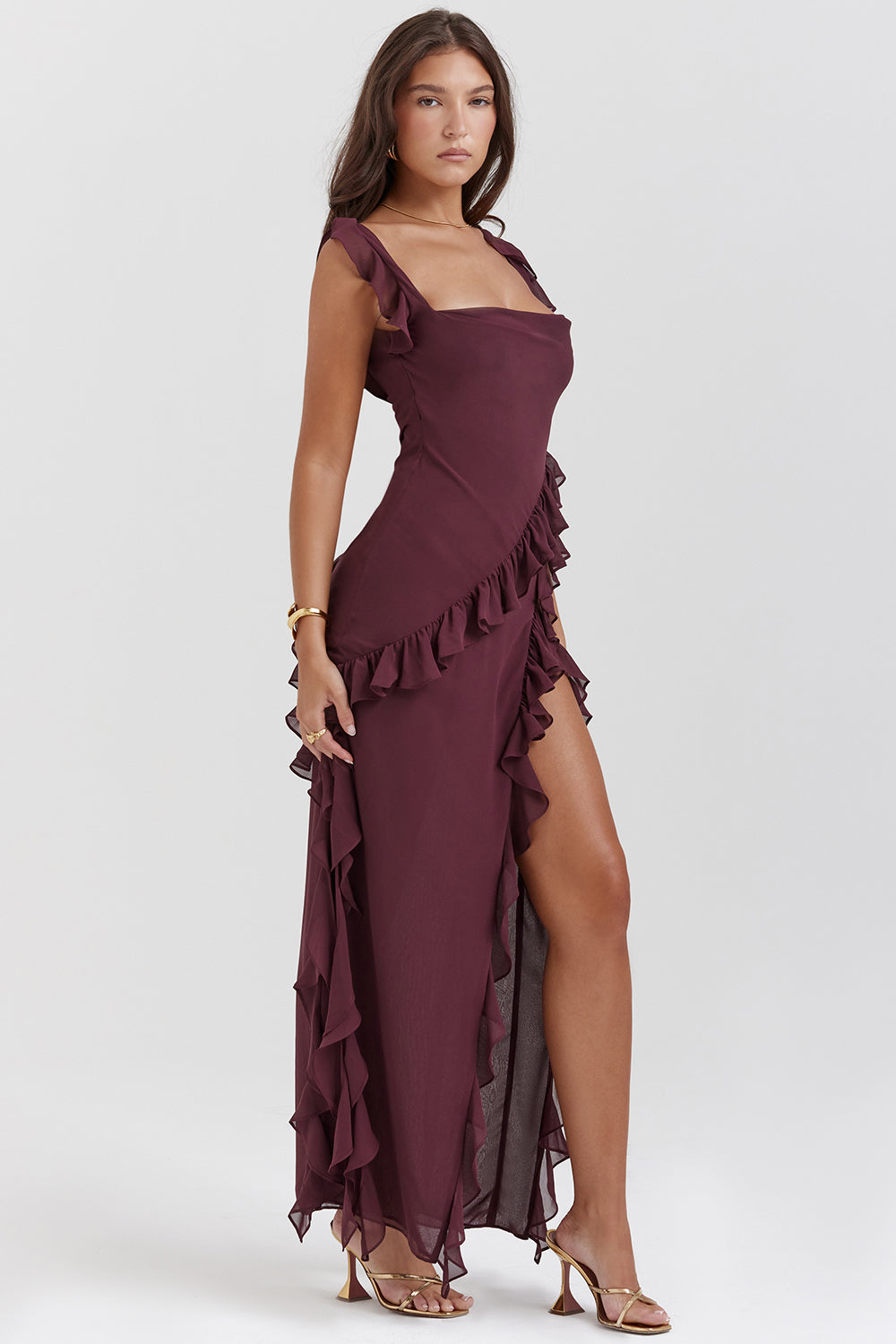 Robe Fendue Volants | Glamour | Élégante et Sensuelle