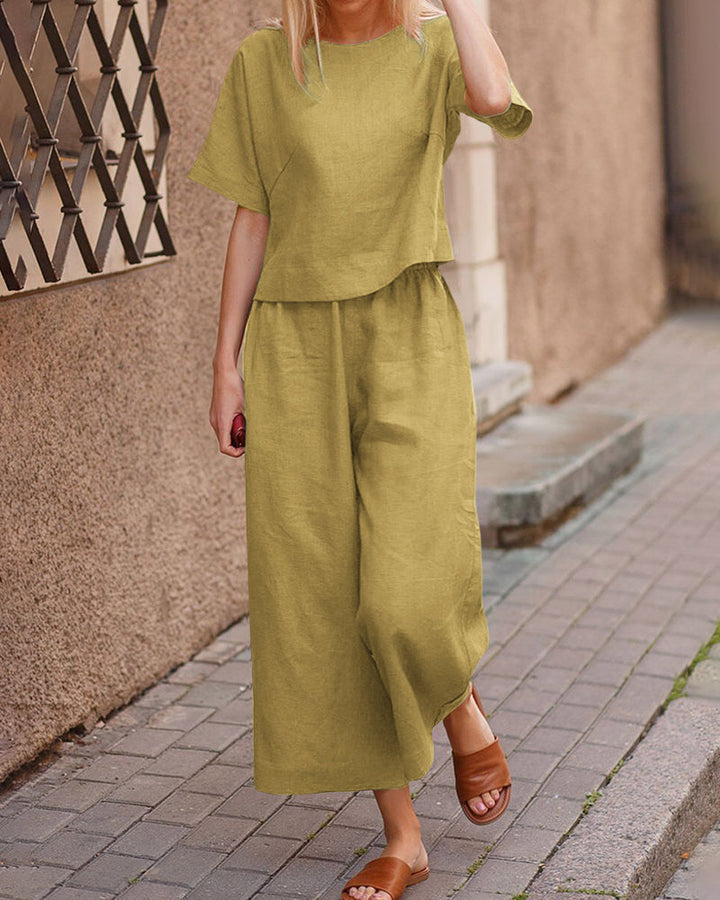Ensemble Lin Femme Élégant | 2 Pièces Légères et Confortables pour l'Été