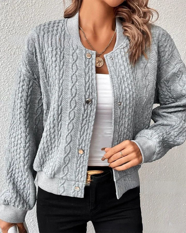 Blouson Tricoté Torsadé Boutons - Casual Chic Chaleur Élégance