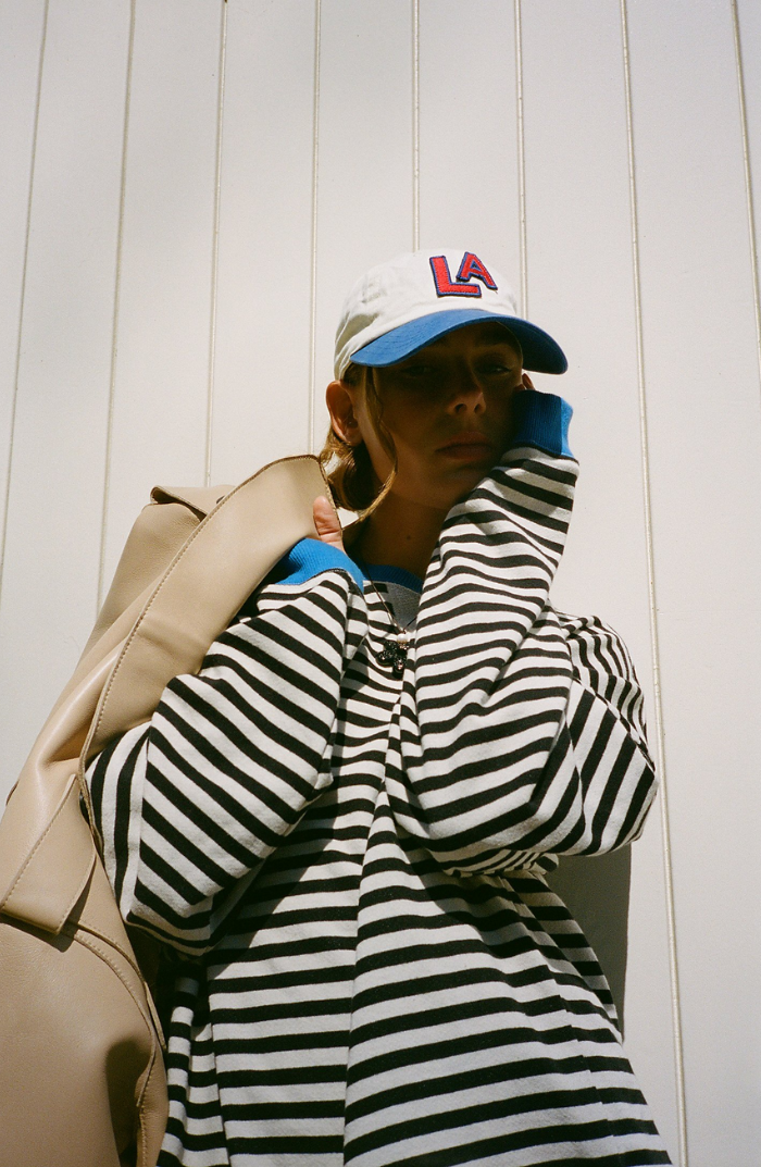 Sweat Oversize Rayé Bleu Blanc - Confortable, Style Décontracté Tendance
