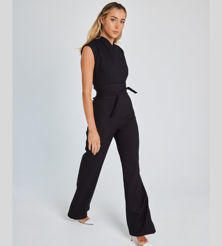 Combinaison Tailleur Ceinturée Femme - Élégante Sophistiquée & Chic