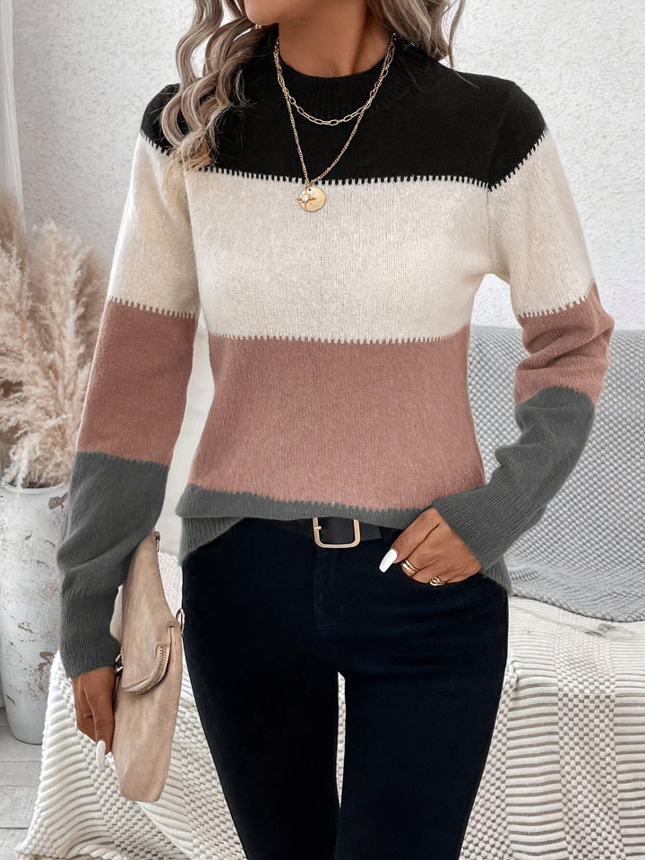 Pull Rayures Dégradées Doux Élégant Automne