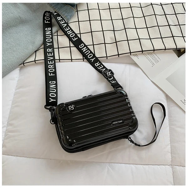 Sac Bandoulière Rigide Noir Design Valise - Petit Sac Tendance Urbain