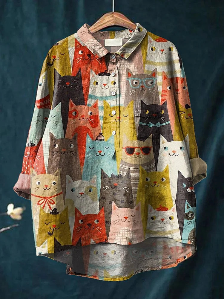 Chemise Oversize Imprimé Chiens Femme - Style Fun Confort
