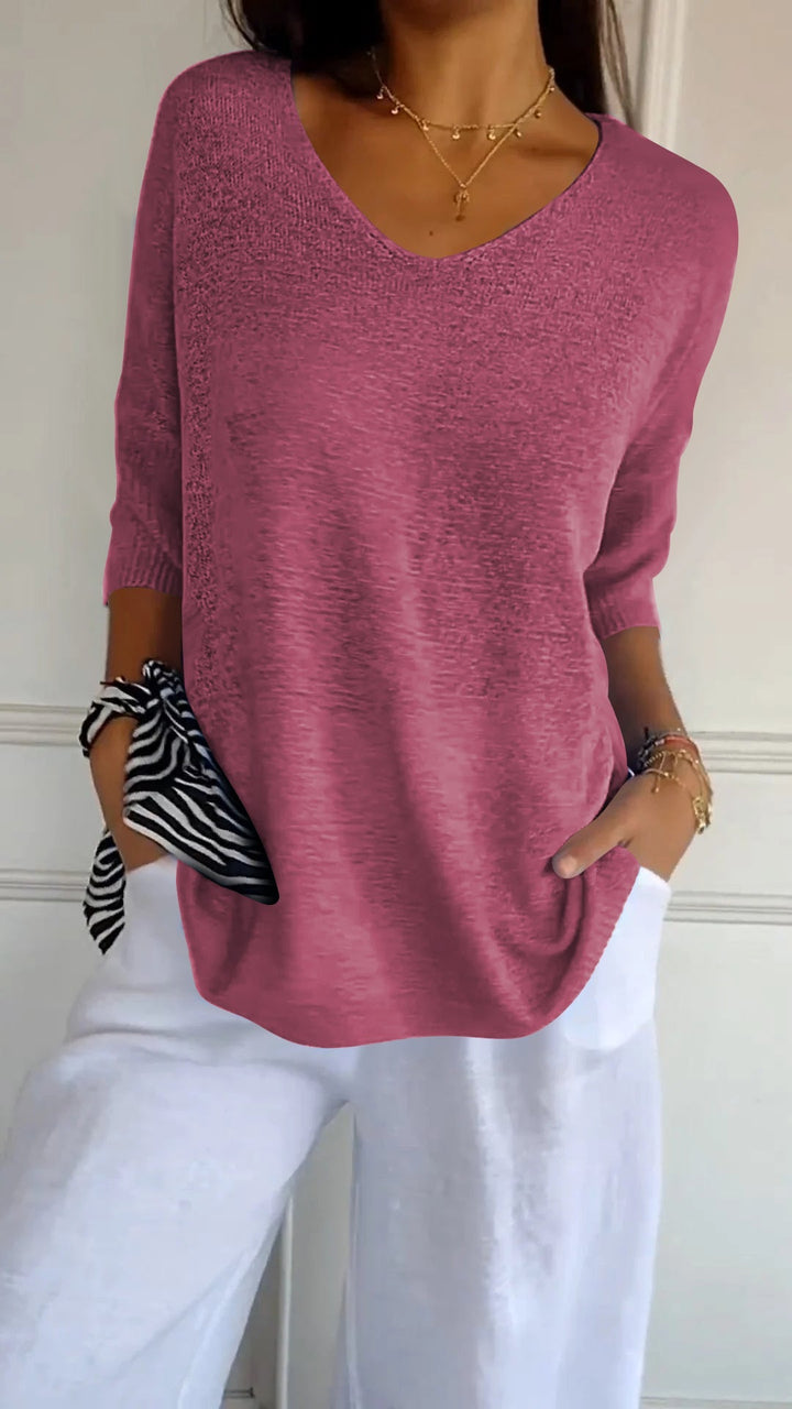 Anika – Top tricoté femme à col V | Élégance intemporelle et confort