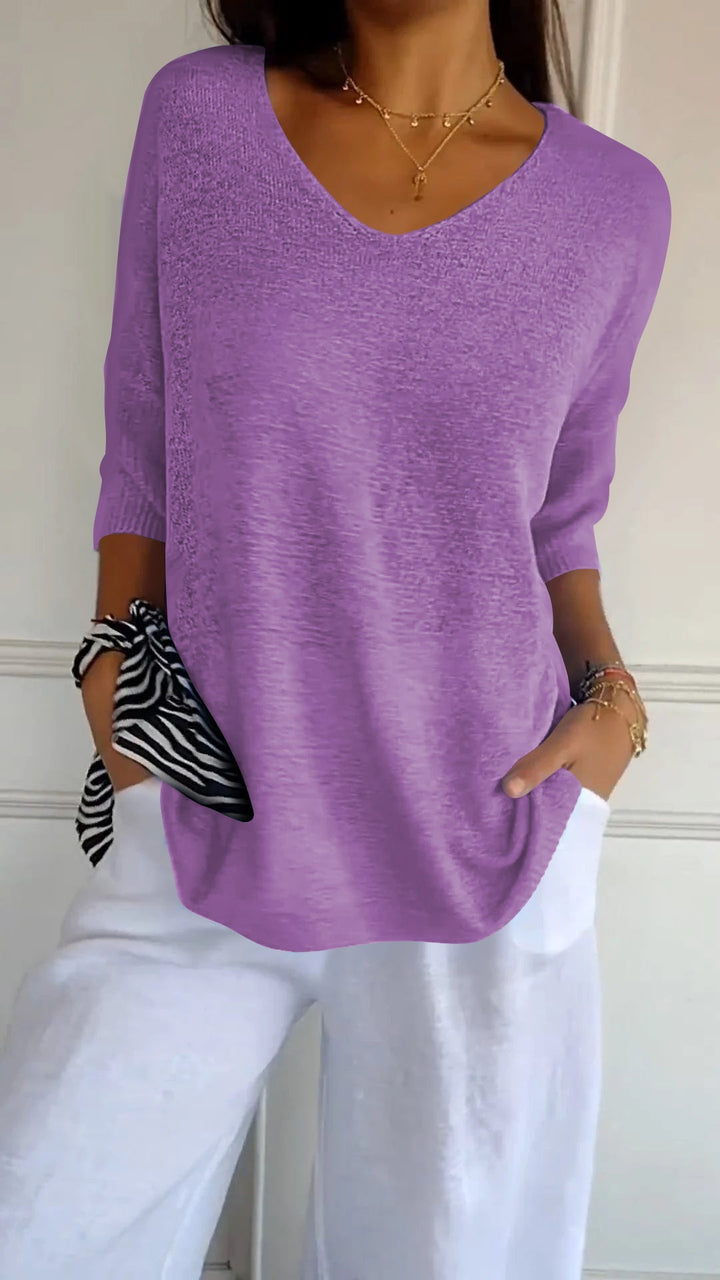 Anika – Top tricoté femme à col V | Élégance intemporelle et confort