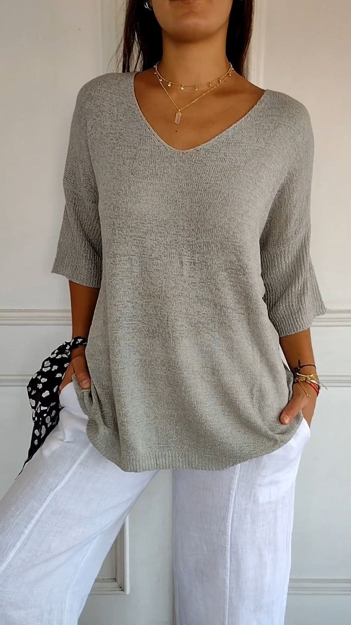 Anika – Top tricoté femme à col V | Élégance intemporelle et confort