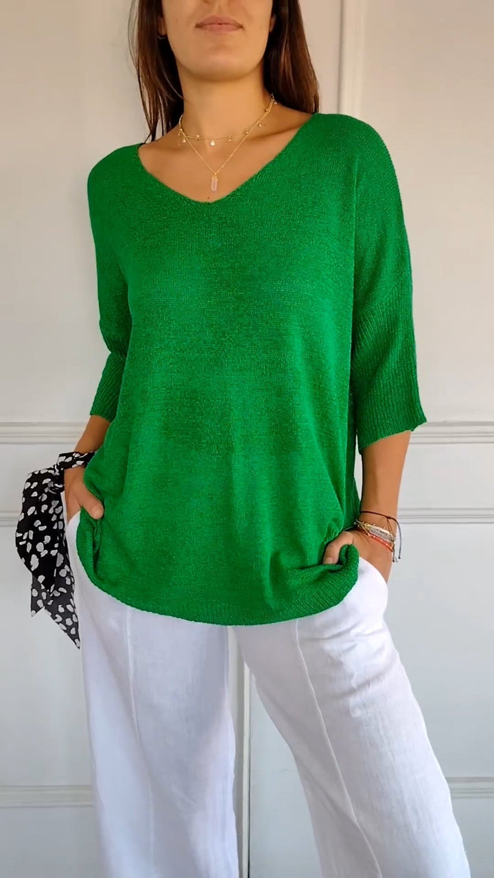 Anika – Top tricoté femme à col V | Élégance intemporelle et confort