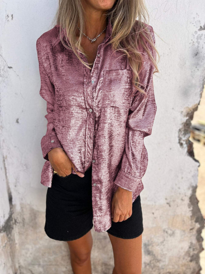 Chemise Satin Métallisée : Fluide, Chic & Tendance
