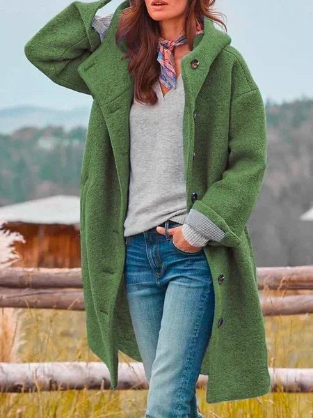 Manteau Long Laine Bouclée Femme Élégant Chaud Décontracté Chic