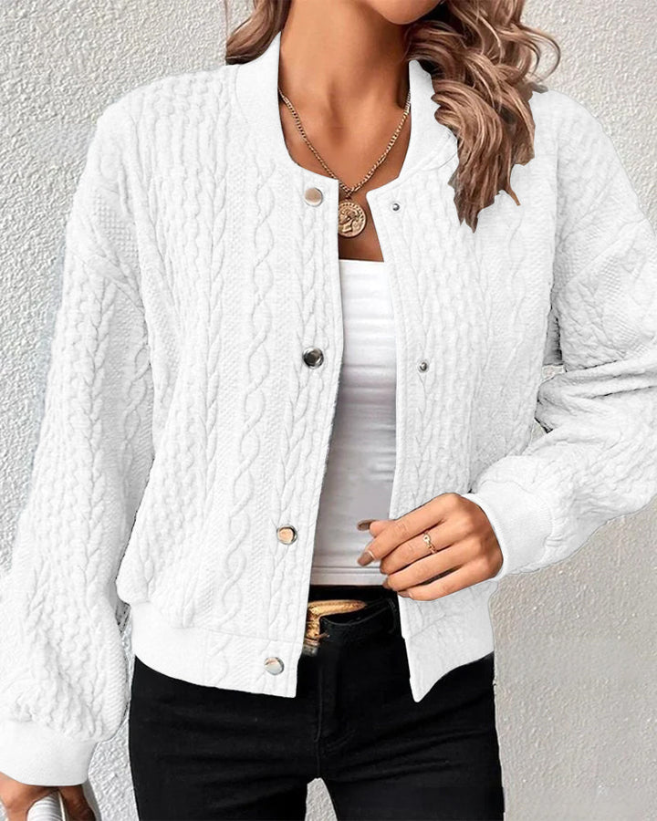 Blouson Tricoté Torsadé Boutons - Casual Chic Chaleur Élégance