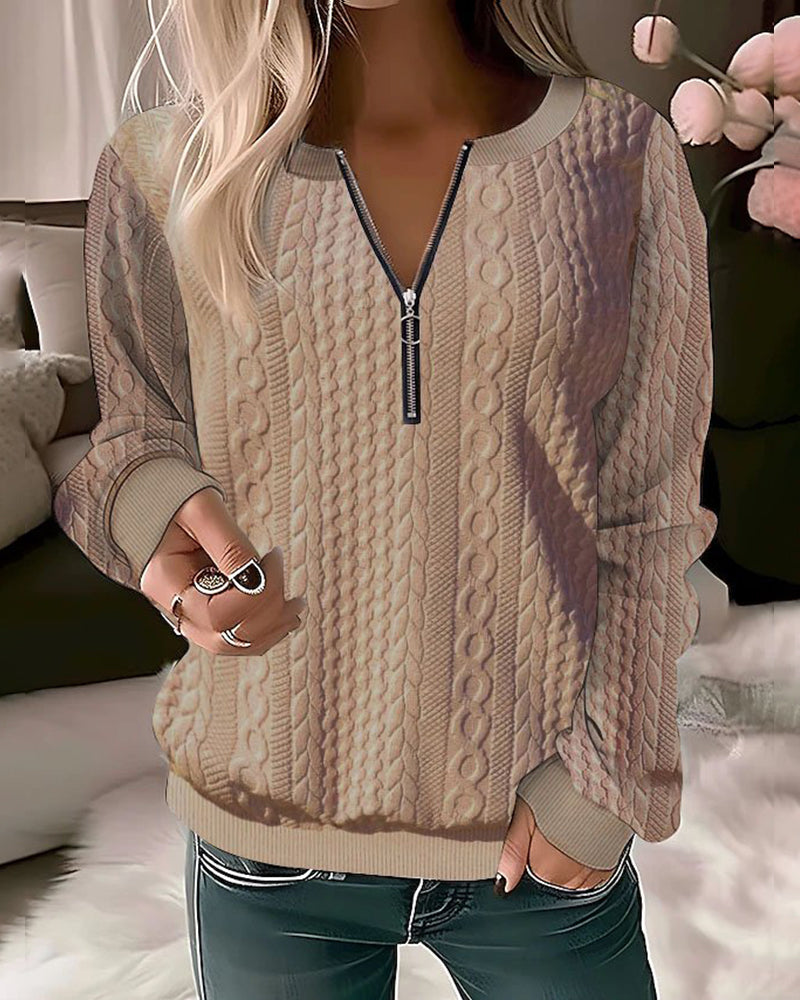 Pull Zippé Torsadé Jaune Femme - Chaleur Tendance Hiver