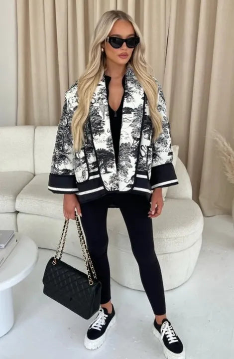 Blouson Oversize Imprimé Artistique | Style Urbain & Allure Mode