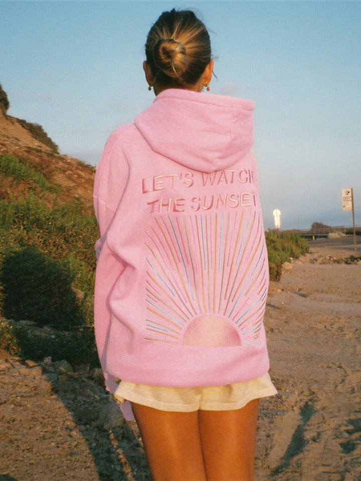 Sweat à Capuche Oversize Imprimé Sunset - Confortable Style Décontracté