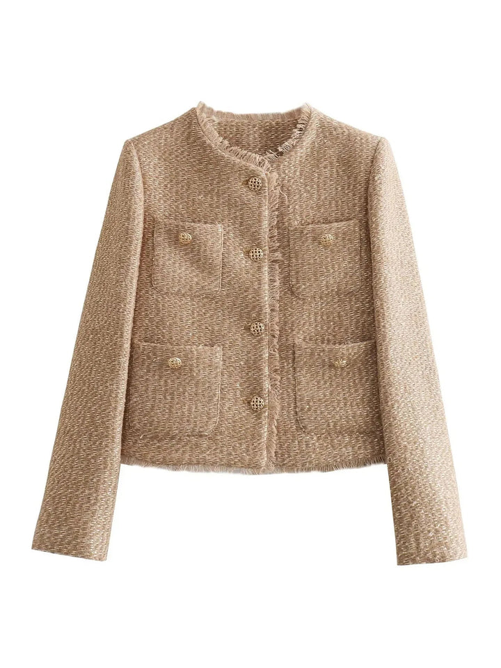 Veste Courte en Tweed Chic Intemporelle - Élégance Parisienne