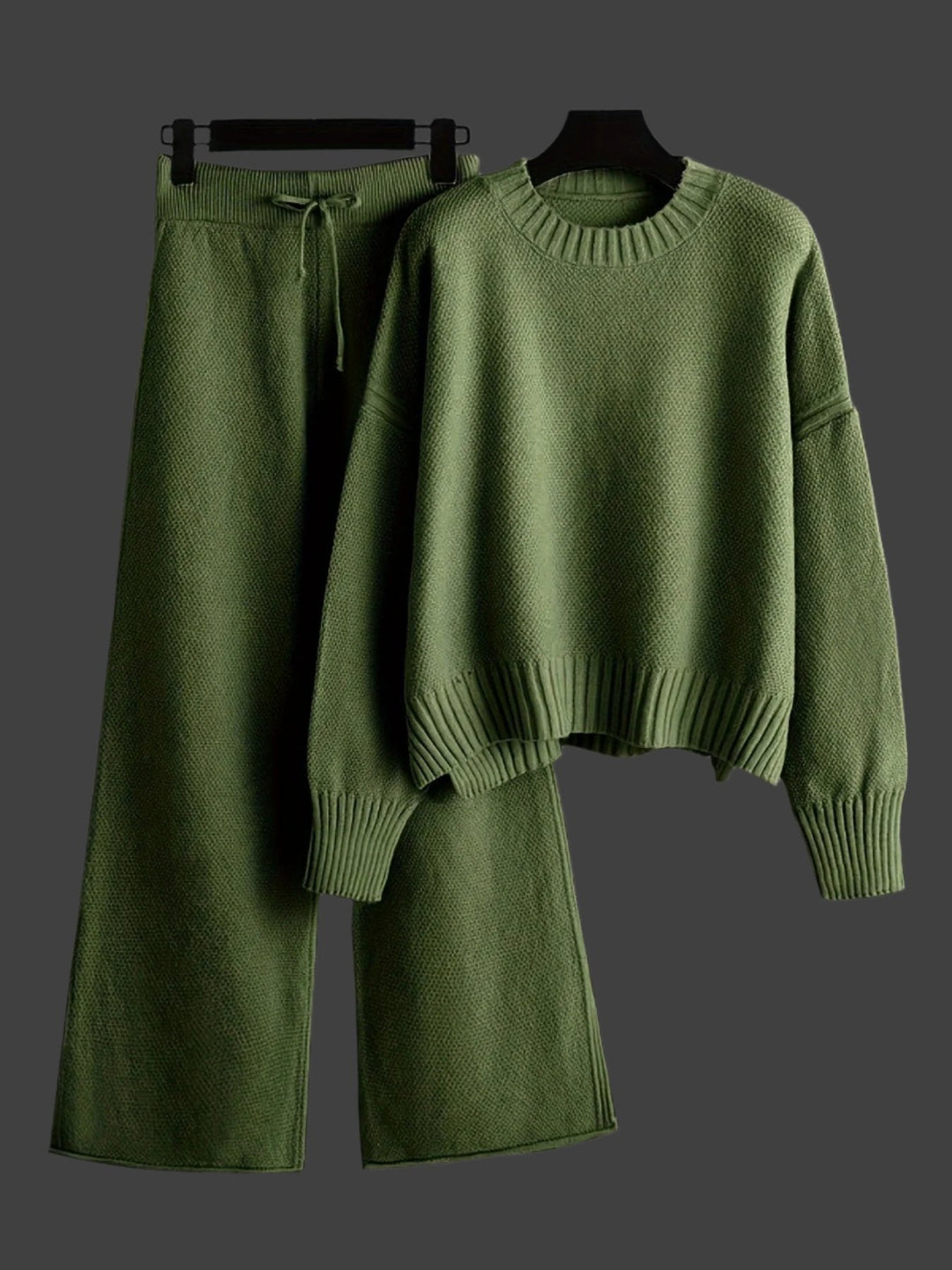 Ensemble Maille Pull Pantalon Large Confort Chaleur Chic Décontracté