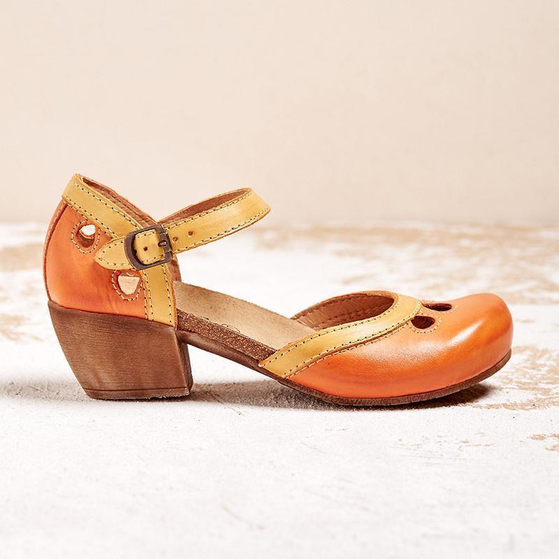 Chaussures Vintage Femme Élégantes Rétro Confort Cuir Bicolores