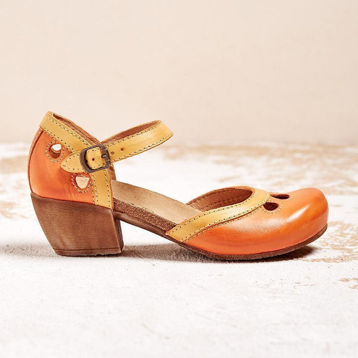 Chaussures Vintage Femme Élégantes Rétro Confort Cuir Bicolores