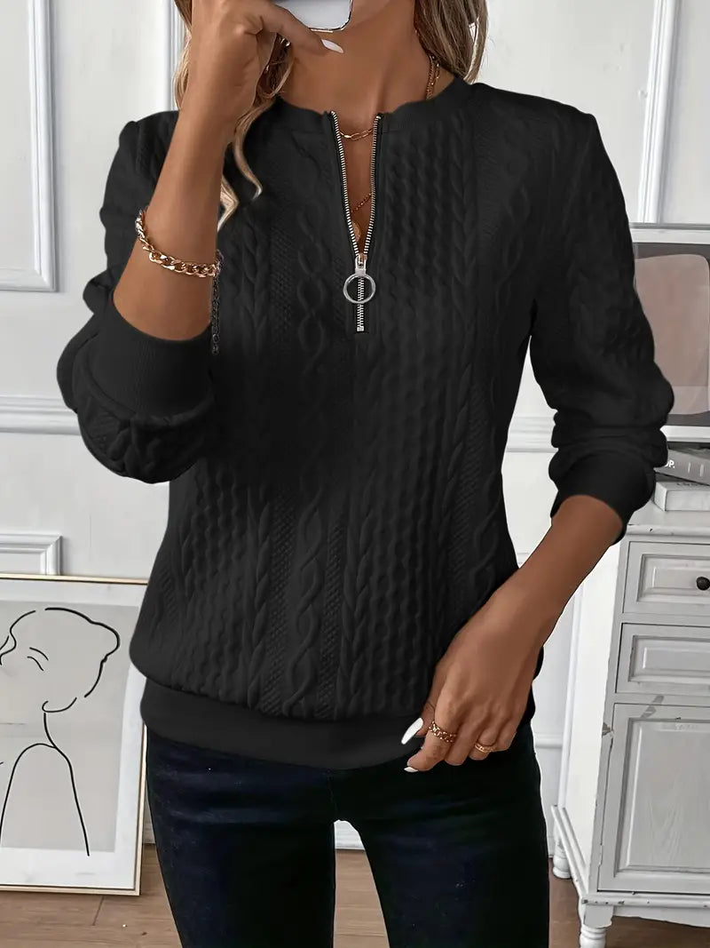 Pull Zippé Torsadé Jaune Femme - Chaleur Tendance Hiver