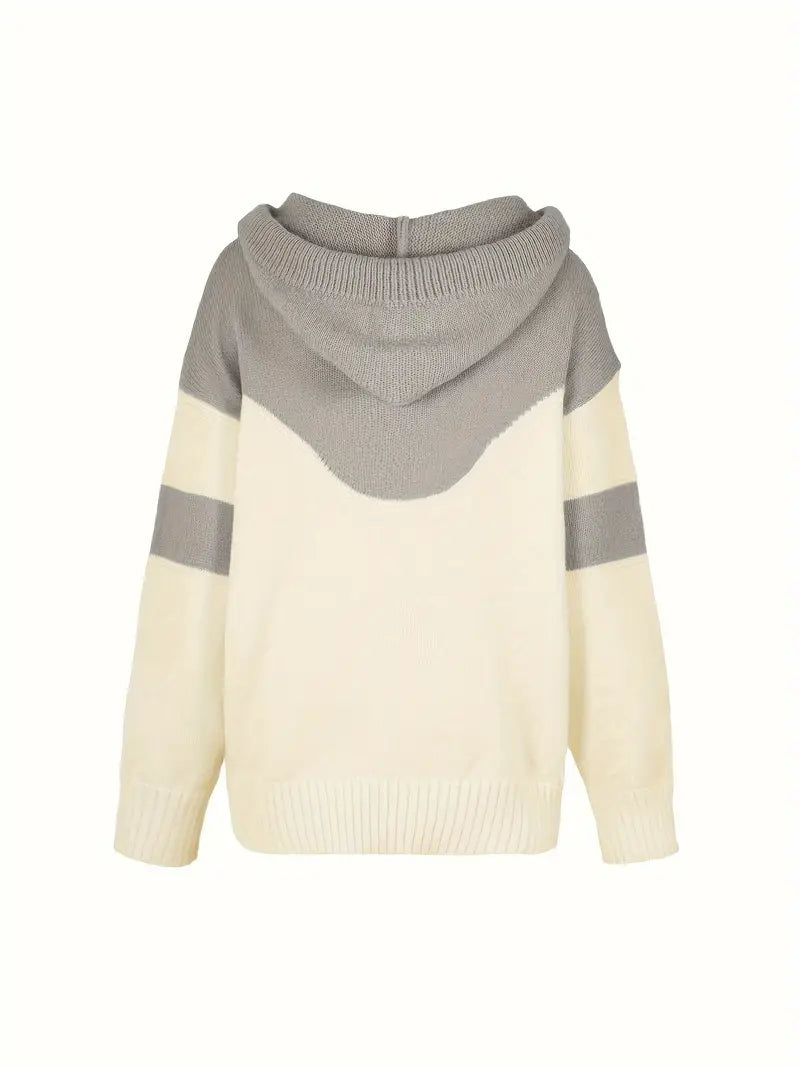 Pull Col Montant Femme Maille Douce Chaud Hiver Bicolore