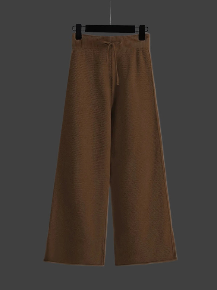 Ensemble Maille Pull Pantalon Large Confort Chaleur Chic Décontracté