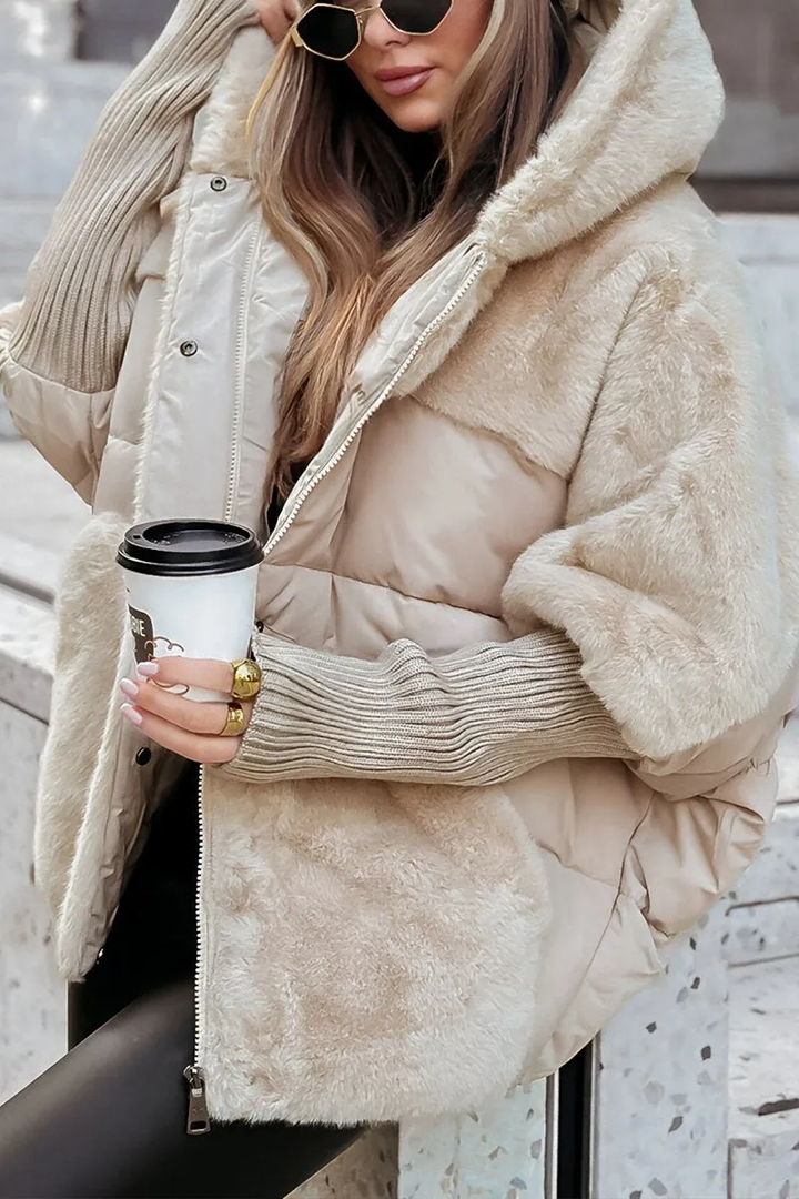 Doudoune Oversize Fausse Fourrure Chaude Élégante Hiver Tendance