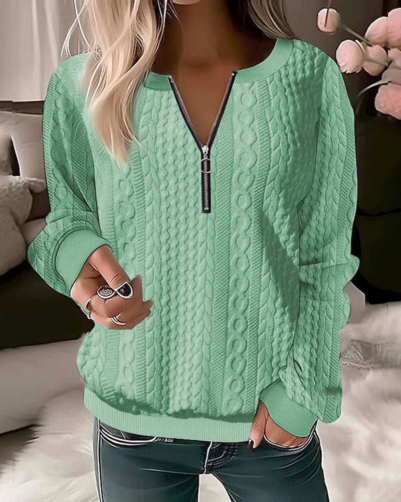 Pull Zippé Torsadé Jaune Femme - Chaleur Tendance Hiver