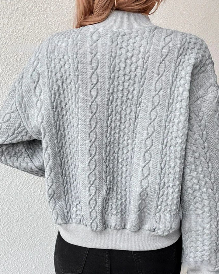 Blouson Tricoté Torsadé Boutons - Casual Chic Chaleur Élégance