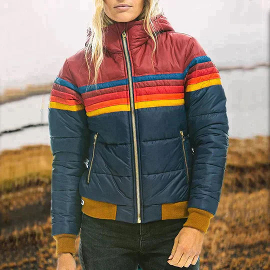 Doudoune Rétro Capuche Isolation Thermique Style Sportif Vintage
