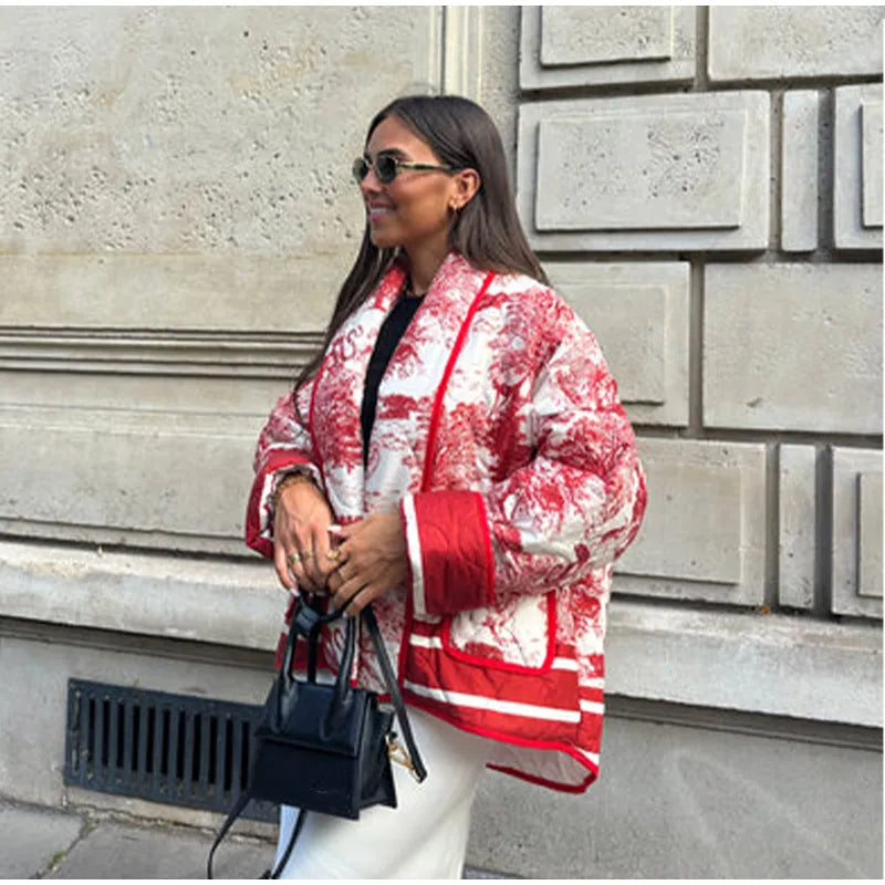 Blouson Oversize Imprimé Artistique | Style Urbain & Allure Mode