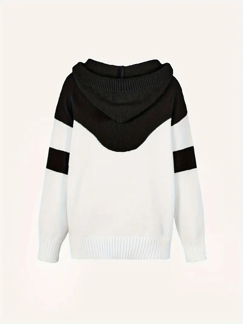 Pull Col Montant Femme Maille Douce Chaud Hiver Bicolore