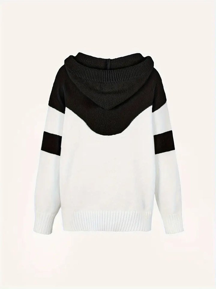 Pull Col Montant Femme Maille Douce Chaud Hiver Bicolore