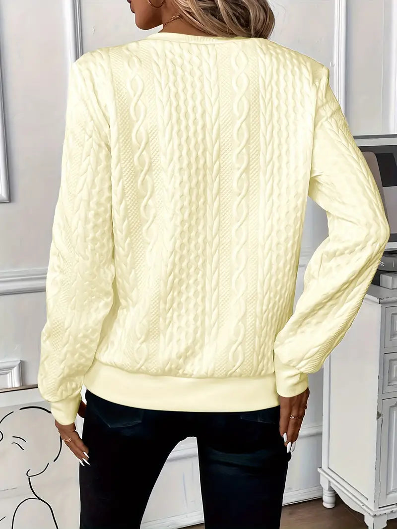 Pull Zippé Torsadé Jaune Femme - Chaleur Tendance Hiver