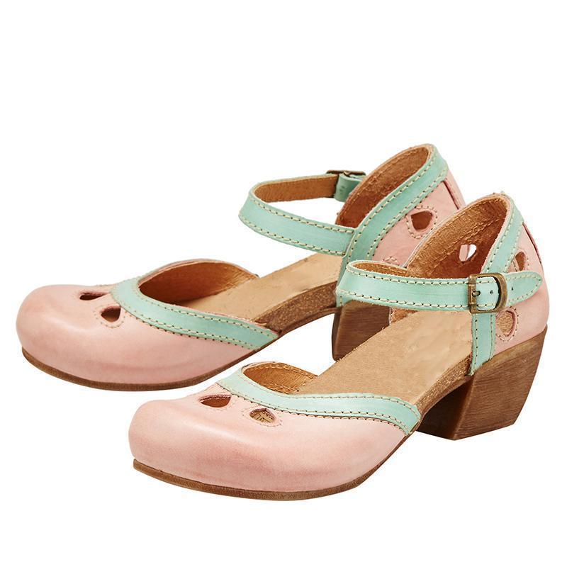 Chaussures Vintage Femme Élégantes Rétro Confort Cuir Bicolores