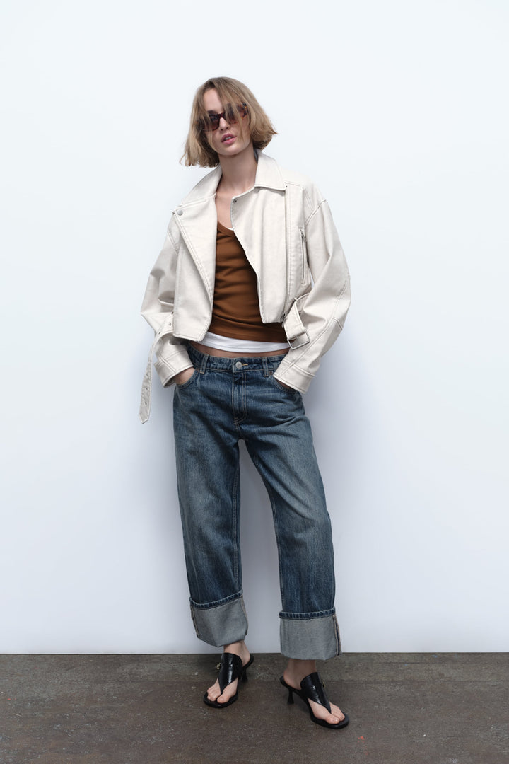 Blouson Court Oversize en Similicuir | Audace & Style Urbain