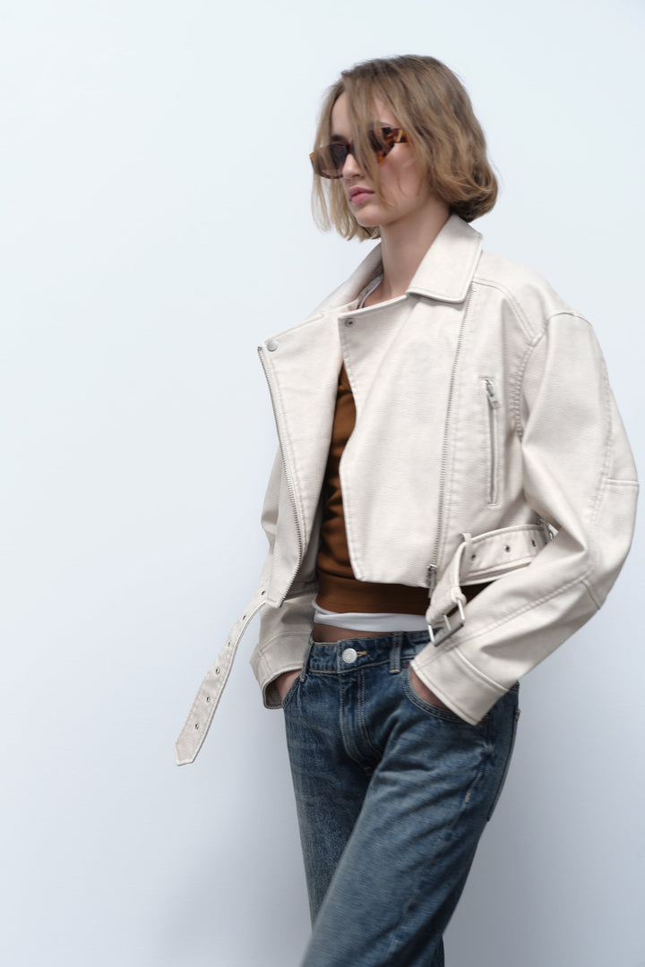 Blouson Court Oversize en Similicuir | Audace & Style Urbain