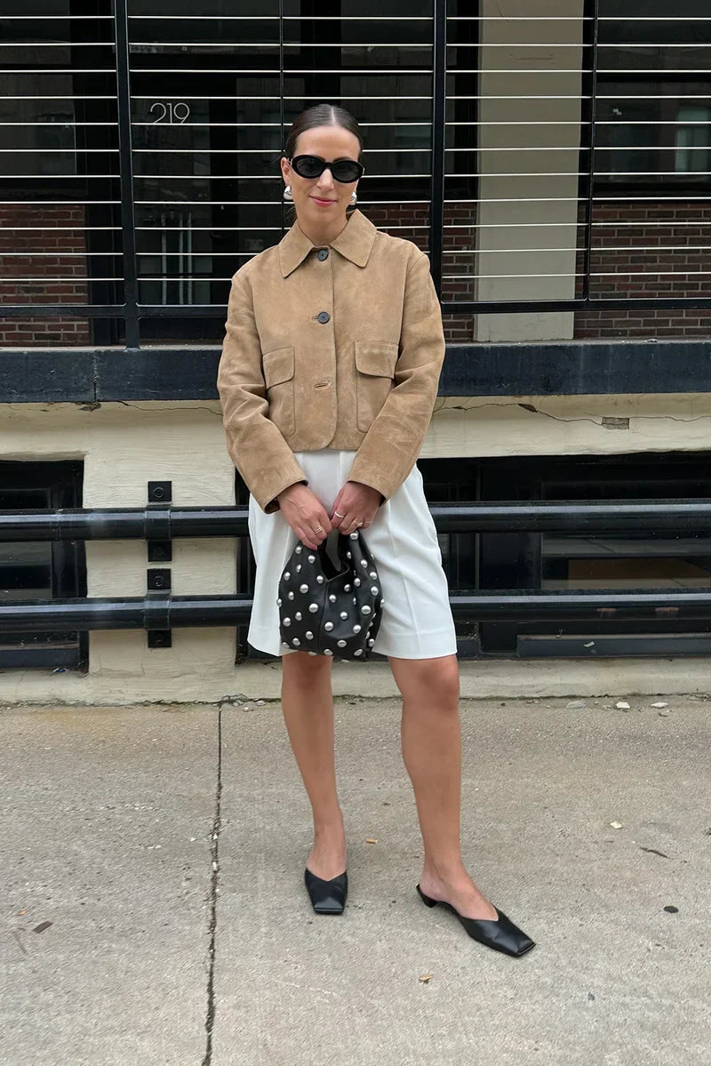Veste Courte Daim Femme - Élégance Chic & Tendance