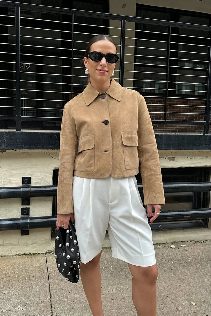 Veste Courte Daim Femme - Élégance Chic & Tendance