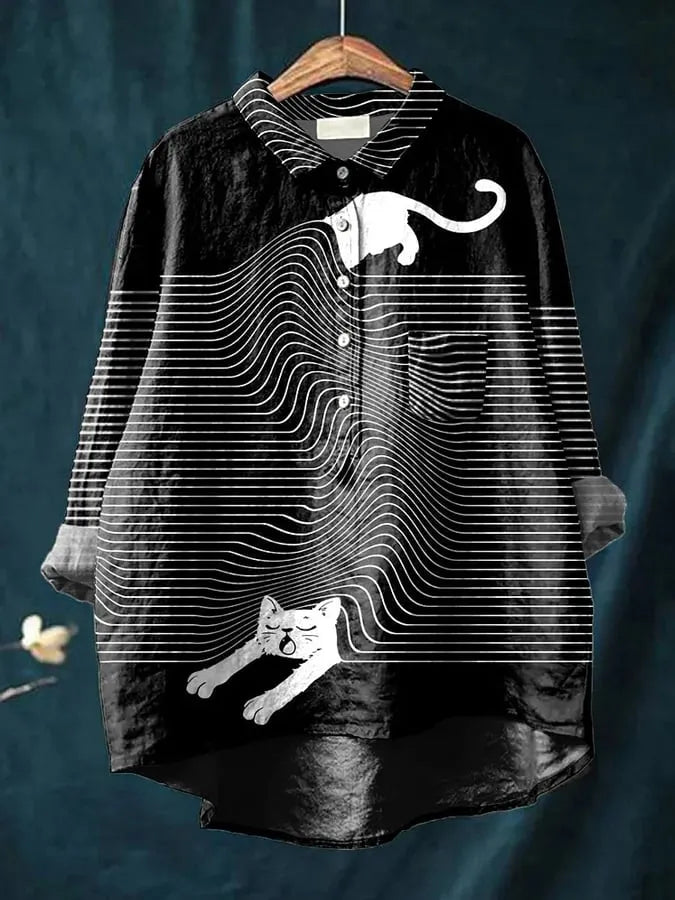 Chemise Oversize Imprimé Chiens Femme - Style Fun Confort