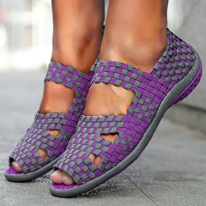 Sandales Tissées Femme Confort Élasticité Style Coloré Unique Été