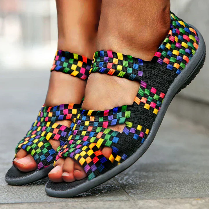 Sandales Tissées Femme Confort Élasticité Style Coloré Unique Été