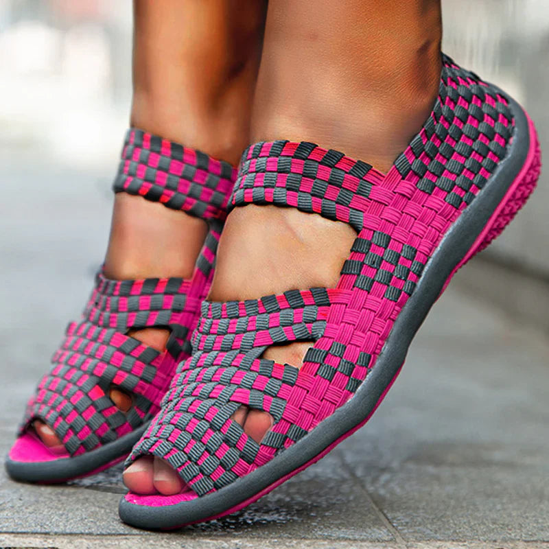 Sandales Tissées Femme Confort Élasticité Style Coloré Unique Été