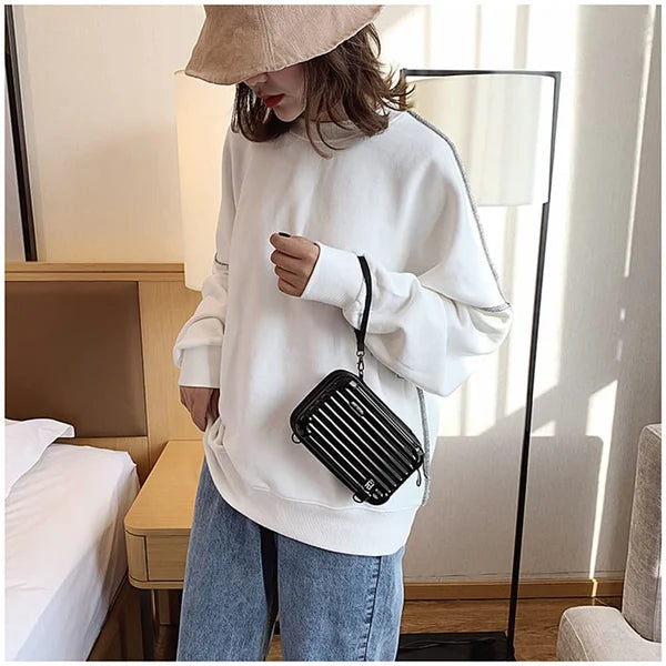 Sac Bandoulière Rigide Noir Design Valise - Petit Sac Tendance Urbain